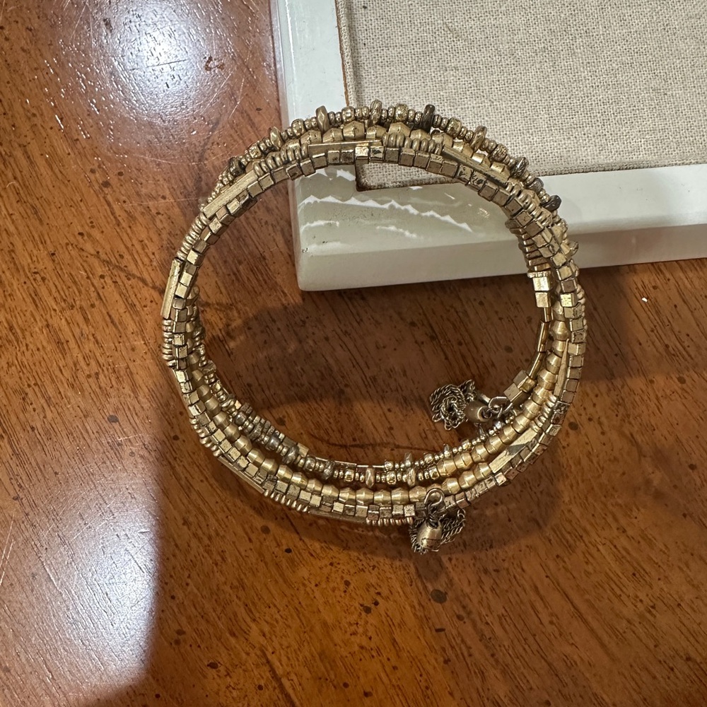 Gold Coiled Wrap Bracelet with Intricate Design “slinky”